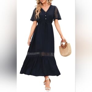 New with tags! Womens Medium Elegant Black Lace Maxi Dress